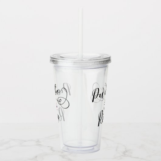 Puerto Rico Flag Herz-Script, Puerto-Rico-Flagge Acryltrinkbecher (Rechts)