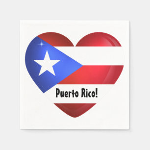 Puerto Rico Flag Herz Serviette
