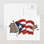Puerto Rico Flag & Island Postkarte (Vorne/Hinten)