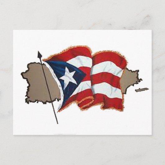 Puerto Rico Flag & Island Postkarte (Vorderseite)