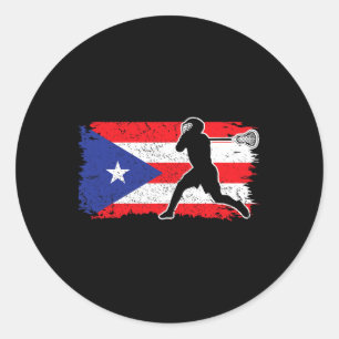 Puerto Rico Flag Lacrosse Lover Lax Player Us Flag Runder Aufkleber