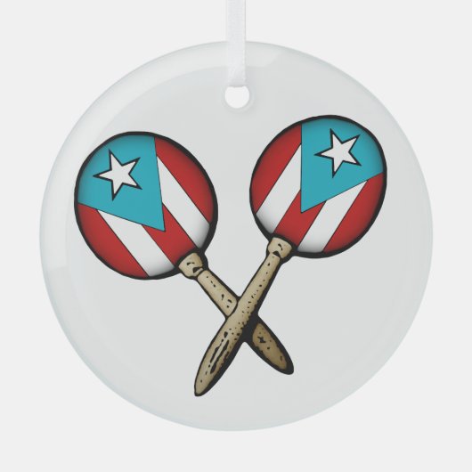 Puerto Rico Flag Maracas Ornament Aus Glas (Vorderseite)