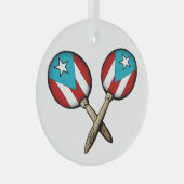 Puerto Rico Flag Maracas Ornament Aus Glas (Vorderseite Rechts)