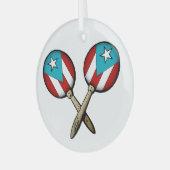 Puerto Rico Flag Maracas Ornament Aus Glas (Vorderseite links)