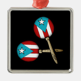 Puerto Rico Flag Maracas Ornament Aus Metall