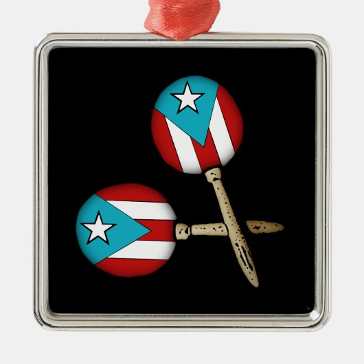Puerto Rico Flag Maracas Ornament Aus Metall (Vorne)