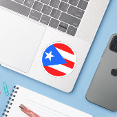 Puerto Rico Flag Round Aufkleber (Laptop mit iPhone)