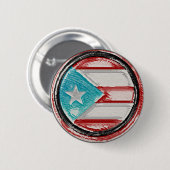 Puerto Rico Flag Round Button (Vorne & Hinten)