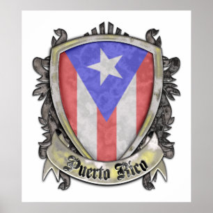 Puerto Rico Flag - Schild-Wappen Poster