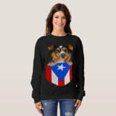 Puerto Rico Flag Shetland Sheepdog Dog In Pocket Sweatshirt (Vorne ganz)