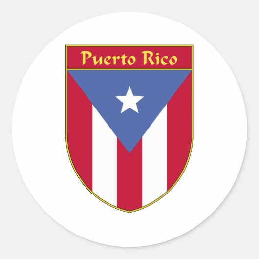 Puerto Rico Flag Shield Runder Aufkleber (Vorderseite)