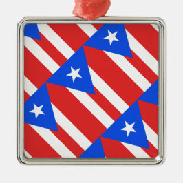 Puerto Rico Flag Silbernes Ornament