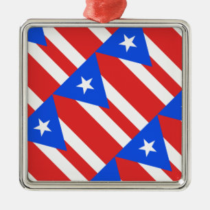 Puerto Rico Flag Silbernes Ornament