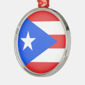 Puerto Rico Flag Silbernes Ornament (Links)