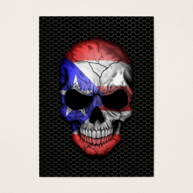 Puerto Rico Flag Skull auf Steel Mesh Graphic (Vorderseite)