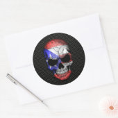 Puerto Rico Flag Skull auf Steel Mesh Graphic Runder Aufkleber (Umschlag)