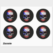 Puerto Rico Flag Skull auf Steel Mesh Graphic Runder Aufkleber (Blatt)