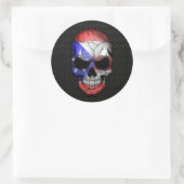 Puerto Rico Flag Skull auf Steel Mesh Graphic Runder Aufkleber (Tasche)