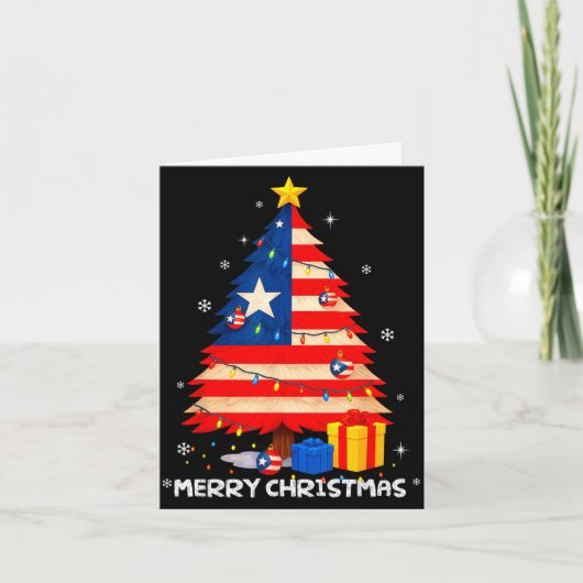 Puerto Rico Flag Tree Lights Christmas Pajamas -co Karte (Vorderseite)