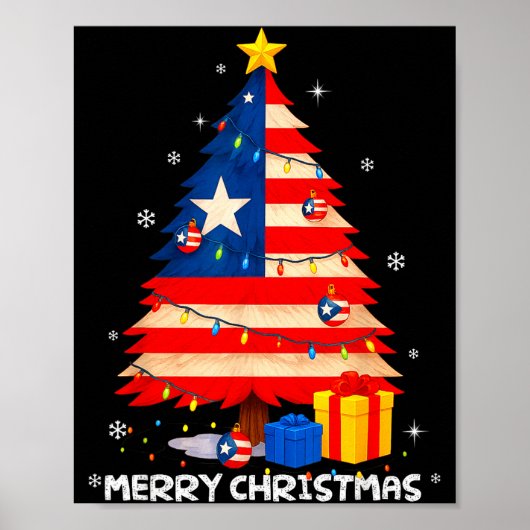Puerto Rico Flag Tree Lights Christmas Pajamas -co Poster (Vorne)