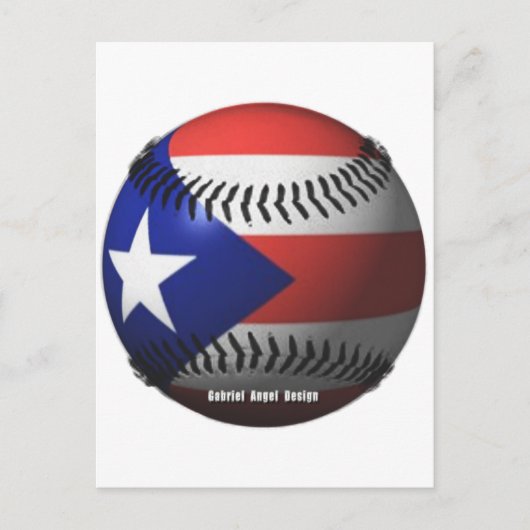 Puerto Rico Flag über einen Baseball Postkarte (Vorderseite)