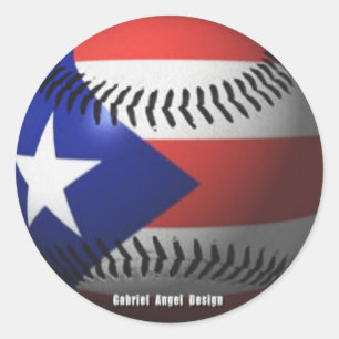 Puerto Rico Flag über einen Baseball Runder Aufkleber