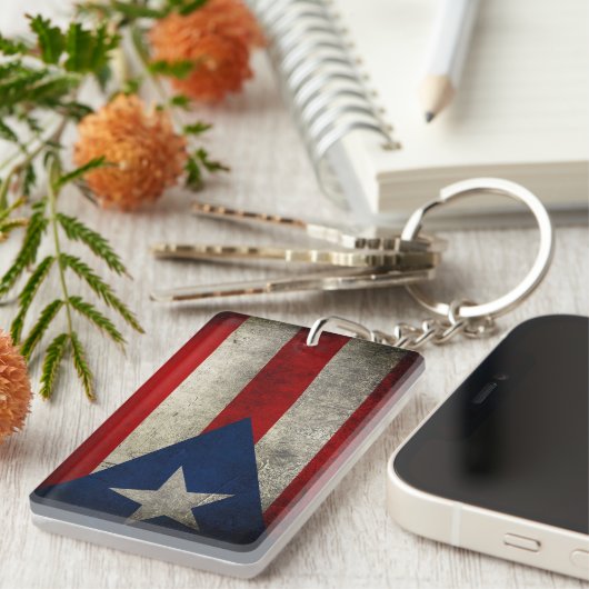 Puerto Rico Flag Vintag Custom Schlüsselanhänger (Vorderseite rechts)