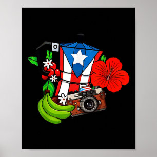 Puerto Rico-Flagge Floral Frosch Boricua Frauen Hi Poster