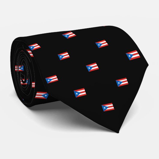 Puerto-Rico-Flagge Gemustert Schwarz Krawatte (Gerollt)