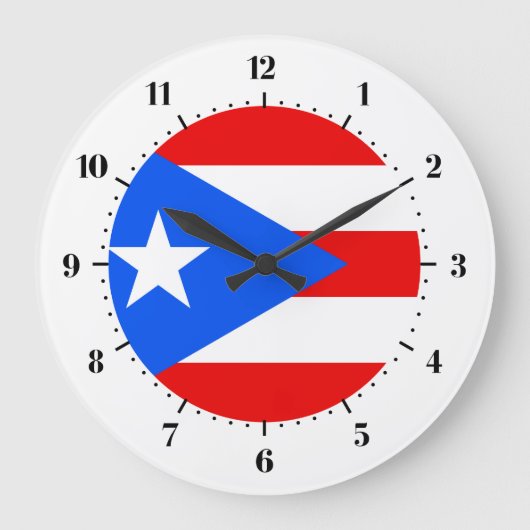 Puerto-Rico-Flagge Große Wanduhr (Vorderseite)