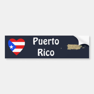 Puerto Rico-Flagge Herz + Karte Aufkleber Autoaufkleber