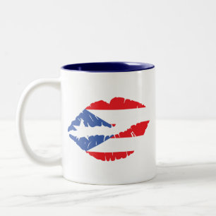 Puerto Rico-Flagge Lippen Zweifarbige Tasse