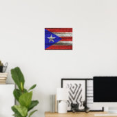 Puerto-Rico-Flagge mit robustem Holzkörnchen Poster (Heimbüro)