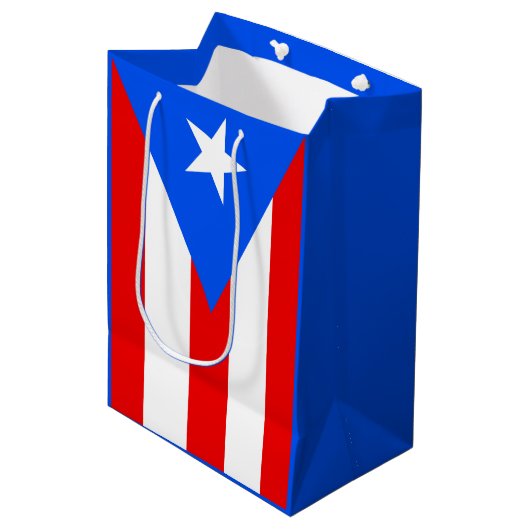 Puerto-Rico-Flagge Mittlere Geschenktüte (Vorderseite Schrägansicht)