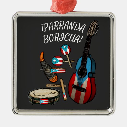 Puerto-Rico-Flagge Parranda Boricua T - Shirt Ornament Aus Metall (Vorne)