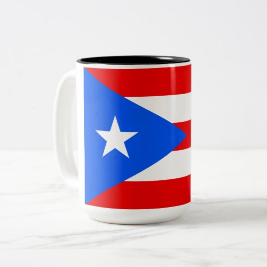 Puerto-Rico-Flagge (Puerto Rico) Zweifarbige Tasse (Vorderseite Links)