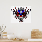 Puerto-Rico-Flagge - Schädel Poster (Küche)