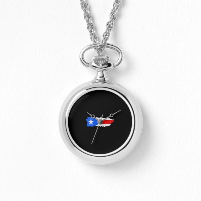Puerto Rico Flagge und Karte Armbanduhr (Vorderseite)