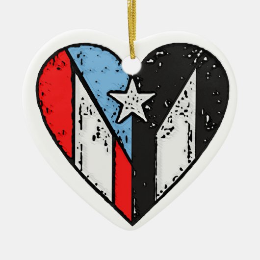 Puerto-Rico-Flaggen | Boricua Heart, Puerto Rico Keramik Ornament (Vorne)