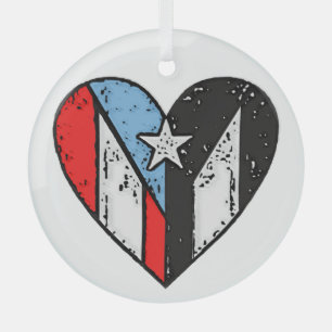 Puerto-Rico-Flaggen Boricua Heart, Puerto Rico Ornament Aus Glas