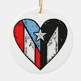 Puerto-Rico-Flaggen | Boricua Herz, Personalisiert Keramik Ornament