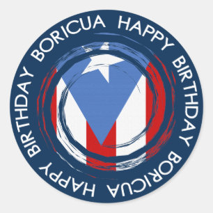 Puerto Rico: Flaggen-Thema: Geburtstag Boricua Runder Aufkleber