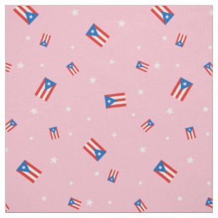 Puerto-Rico-Flaggen und Sterne Rosa Stoff