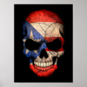 Puerto-Rico-Flaggenschädel auf schwarz Poster (Vorne)