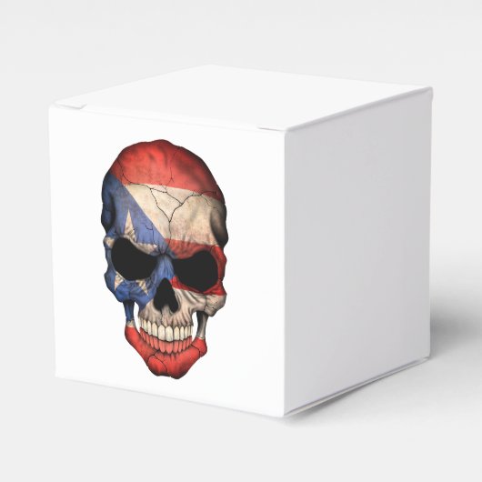 Puerto-Rico-Flaggenschädel Geschenkschachtel (Vorderseite)
