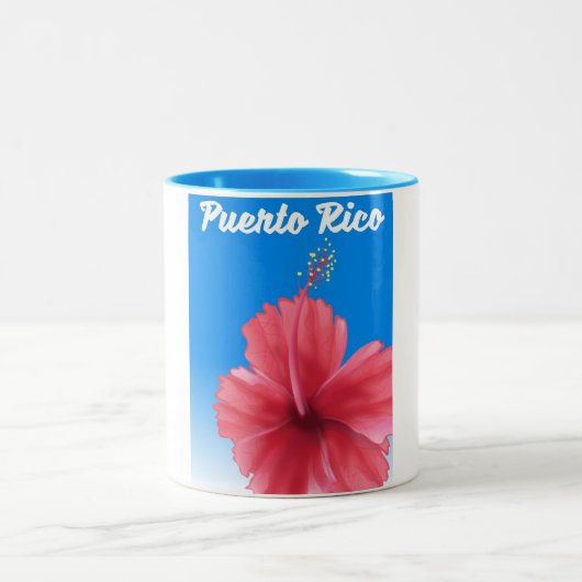 Puerto Rico Flor de maga Reiseplakat Zweifarbige Tasse (Mittel)