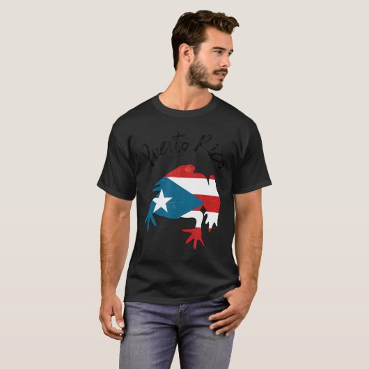 Puerto Rico Frog Coqui Flag Boriqua Insel Taino W T-Shirt (Vorne ganz)