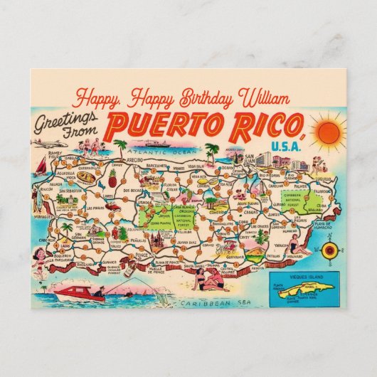 Puerto Rico Geburtstagsgruß Postkarte (Vorderseite)