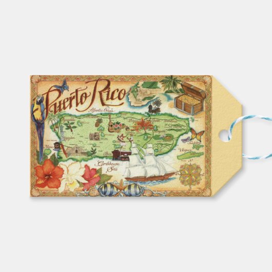 Puerto Rico Gift Tag Geschenkanhänger (Vorderseite (Horizontal))