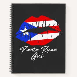 Puerto Rico Girl Lips Flag Boricua Karibik Liebe Notizblock
